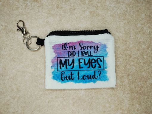 Picture of Lined Linen Keychain Zipper Pouch